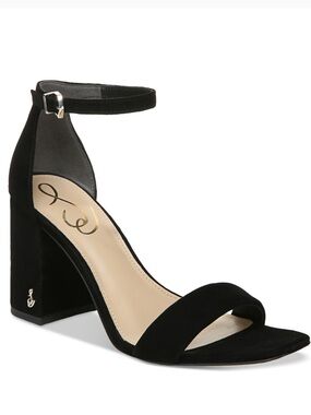 Sam Edelman Daniella Black Suede Block Heel Sandals with Ankle Strap